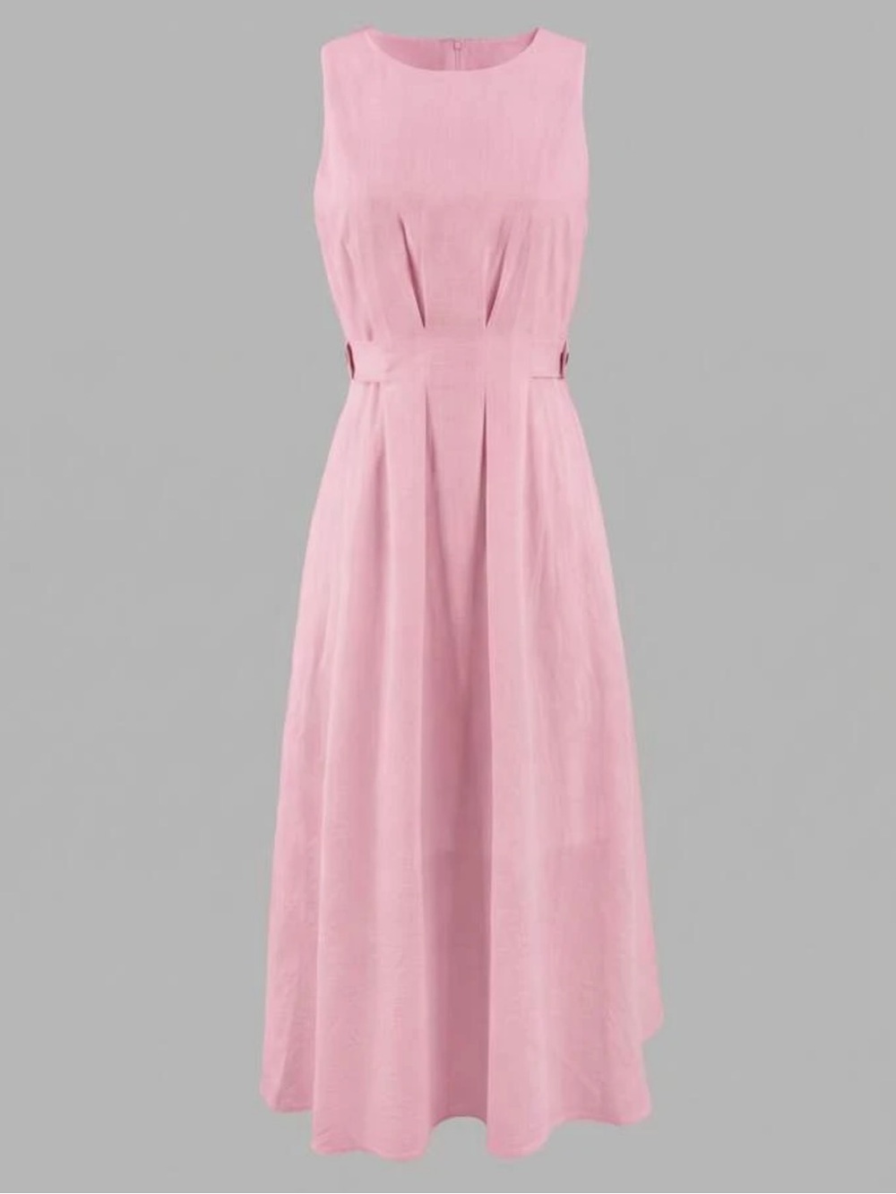 100% Cotton Pink Sleeveless Midi Dress w Pockets Size M - Picture 3 of 6